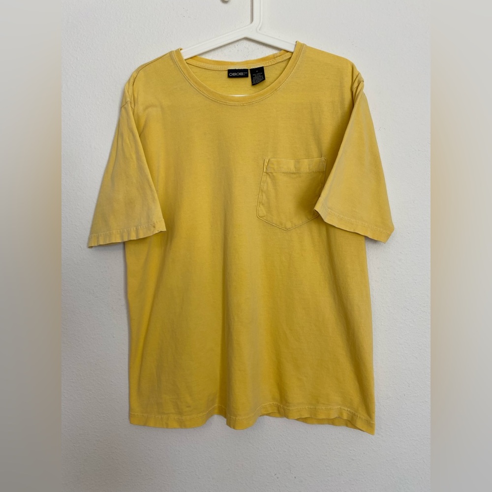 Vintage Sun Faded Distressed Pocket T Shirt • Sz Medium /Large Yellow Cherokee
